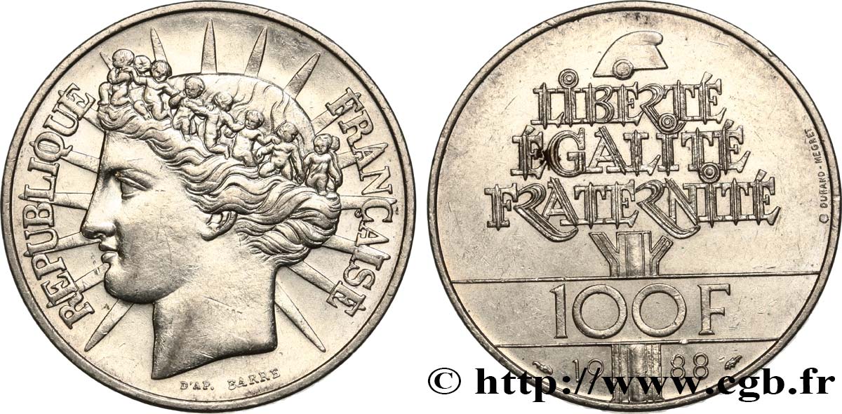 100 francs Fraternité 1988 F.456/2 TTB+