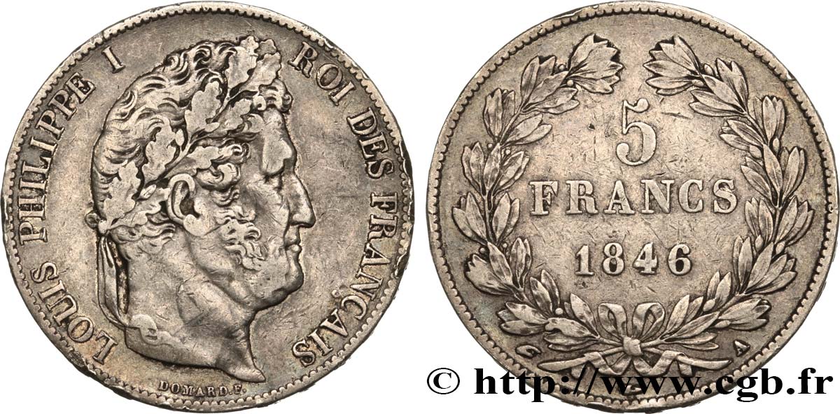 5 francs IIIe type Domard 1846 Paris F.325/10 TB