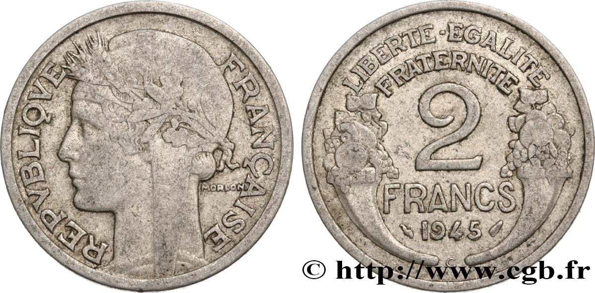 2 francs Morlon, aluminium 1945 Castelsarrasin F.269/7 TB25