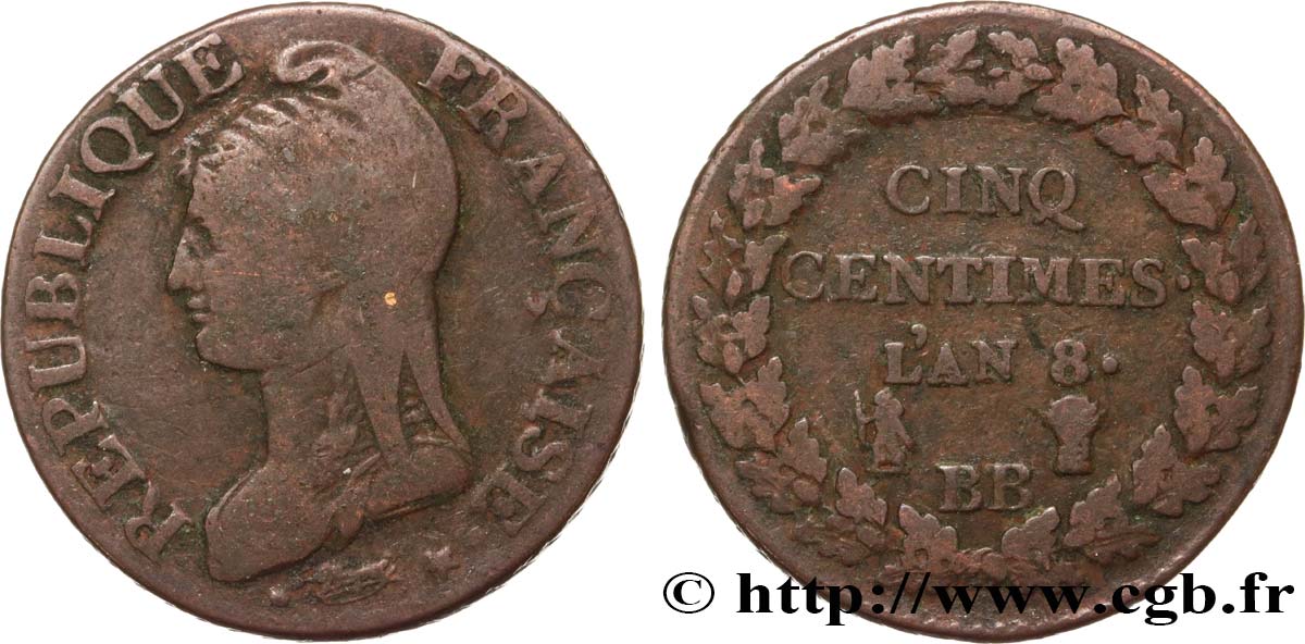 Cinq centimes Dupré, grand module 1800 Strasbourg F.115/117 TB20