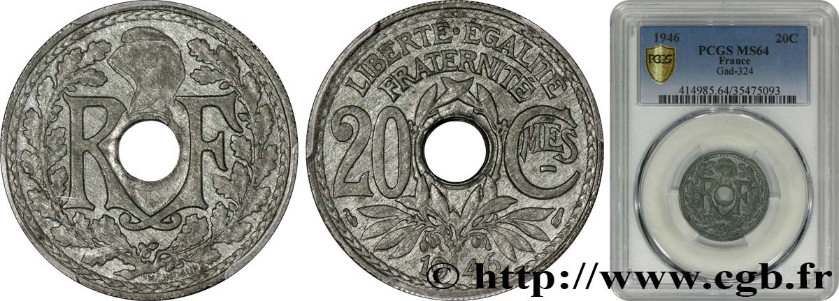 20 centimes Lindauer 1946  F.155/5 MS64 PCGS