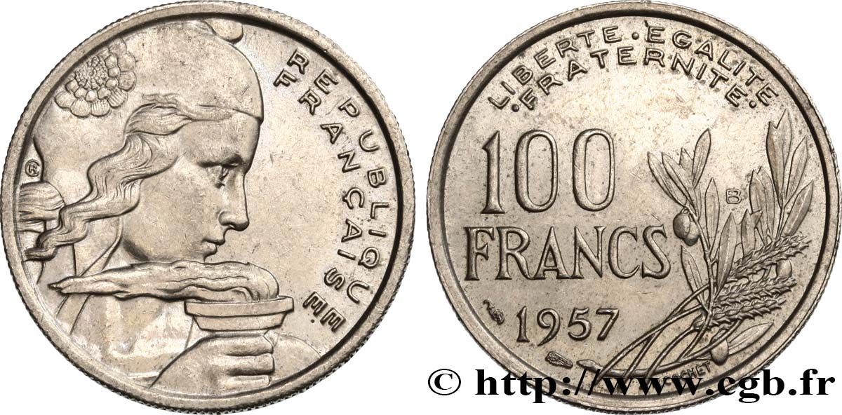100 francs Cochet 1957 Beaumont-le-Roger F.450/11 AU50