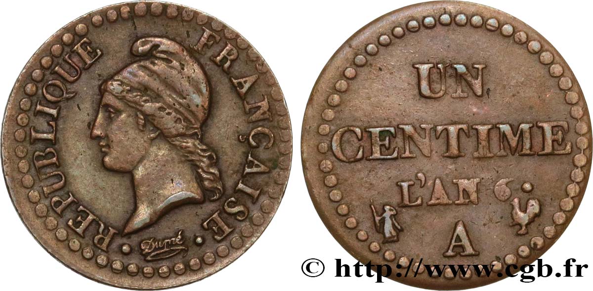 Un centime Dupré, 6 normal 1798 Paris F.100/3 TTB45
