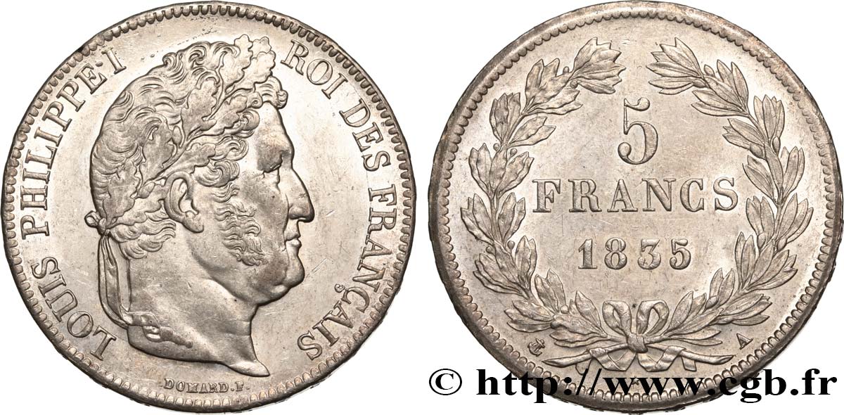 5 francs IIe type Domard 1835 Paris F.324/42 SPL59 