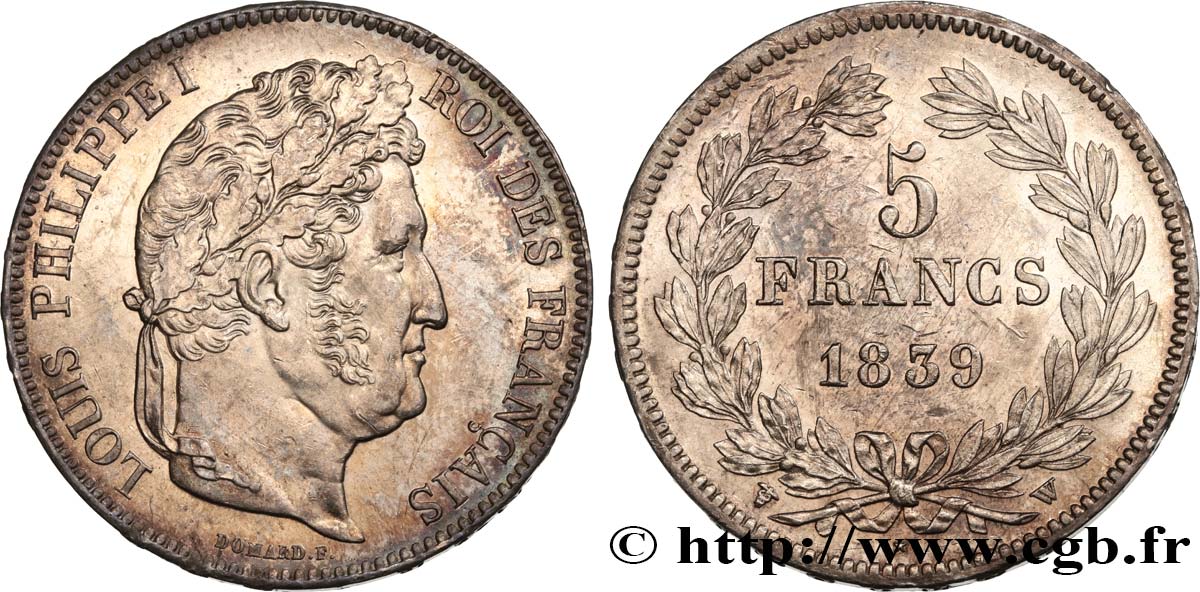5 francs IIe type Domard 1839 Lille F.324/82 SUP58 