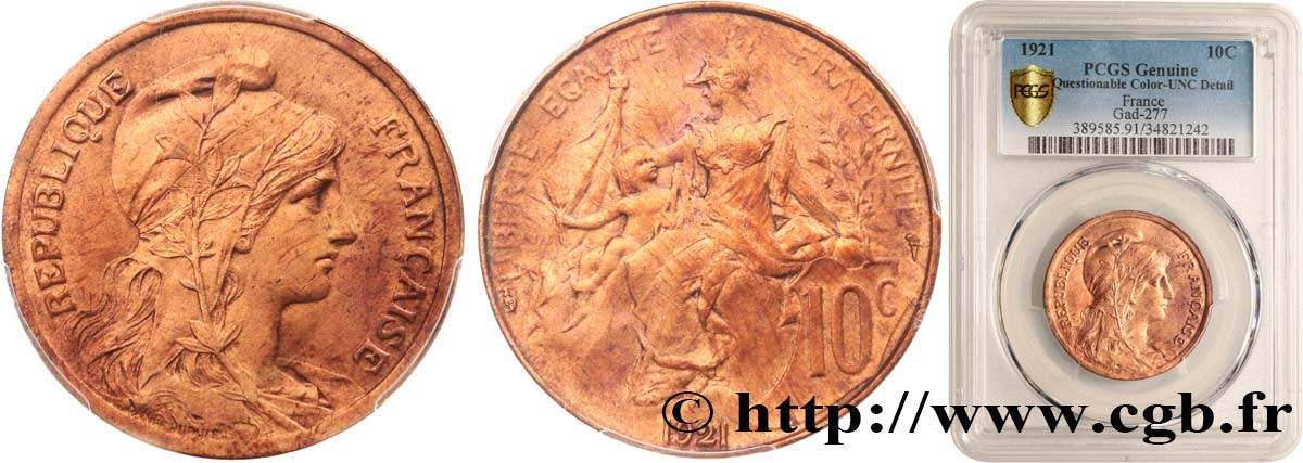 10 centimes Daniel-Dupuis 1921  F.136/30 SPL PCGS
