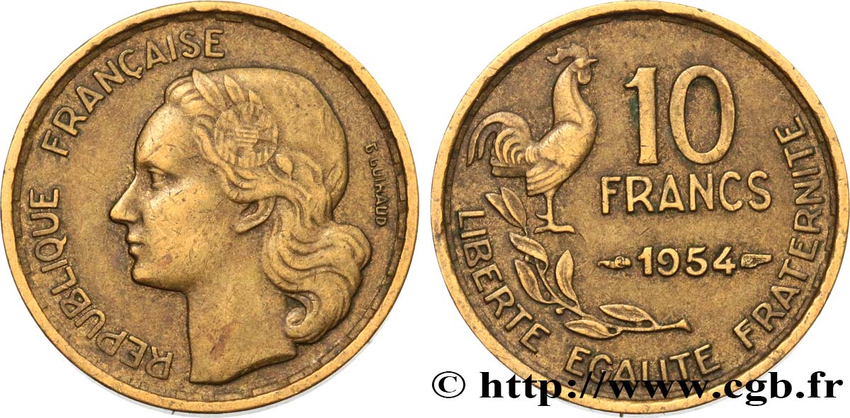 10 francs Guiraud 1954  F.363/10 VF35 
