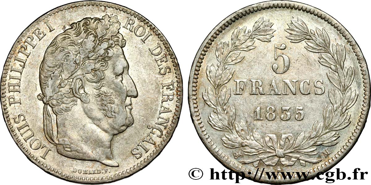 5 francs IIe type Domard 1835 Toulouse F.324/49 AU50 