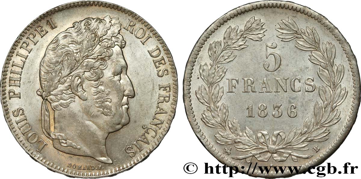 5 francs IIe type Domard 1836 Rouen F.324/54 SUP60 