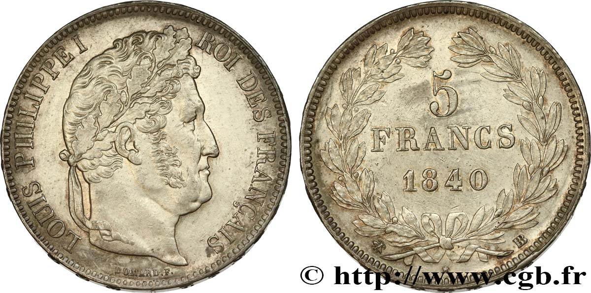 5 francs IIe type Domard 1840 Strasbourg F.324/85 AU 