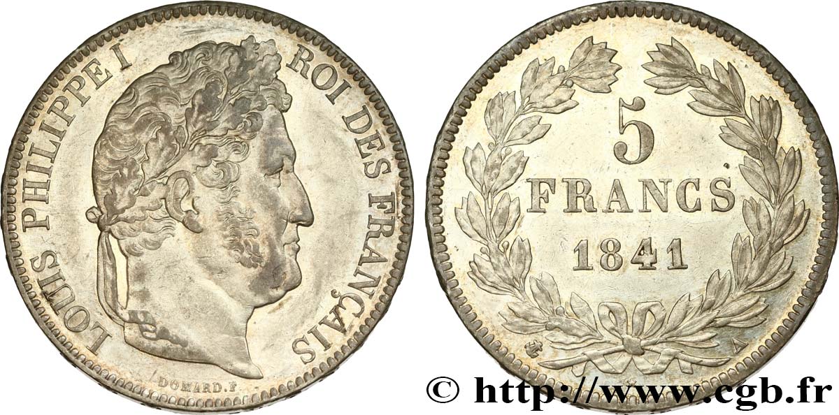 5 francs IIe type Domard 1841 Paris F.324/90 MS61 