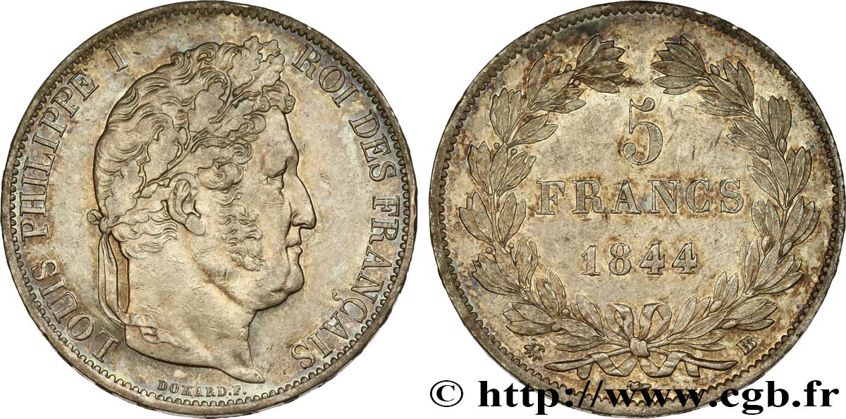 5 francs IIIe type Domard 1844 Strasbourg F.325/3 TTB53 