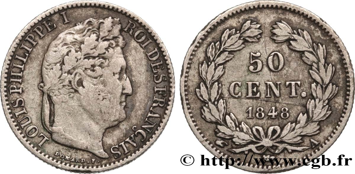 50 centimes Louis-Philippe 1848 Paris F.183/16 VF 