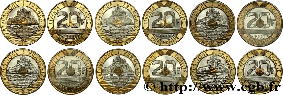 Lot de 6 x 20 francs Mont Saint-Michel n.d. Pessac F.403/15 AU/MS 