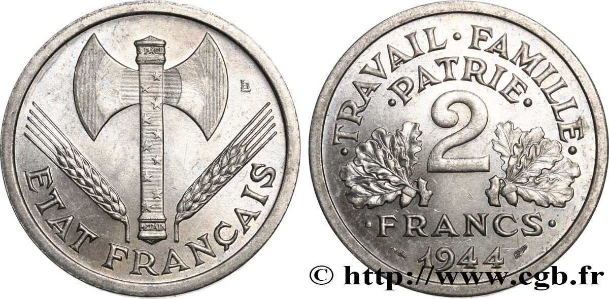 2 francs Francisque 1944  F.270/4 SPL63 