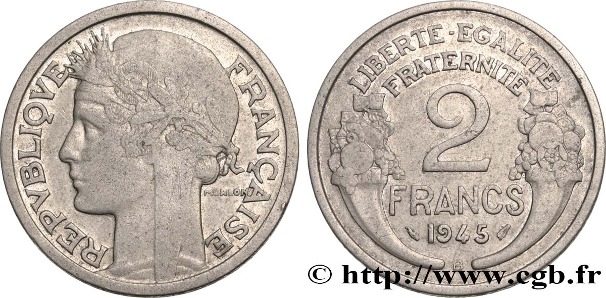 2 francs Morlon, aluminium 1945 Beaumont-Le-Roger F.269/6 TB