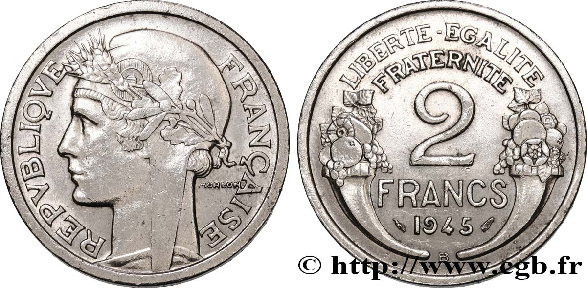 2 francs Morlon, aluminium 1945 Beaumont-Le-Roger F.269/6 TTB+