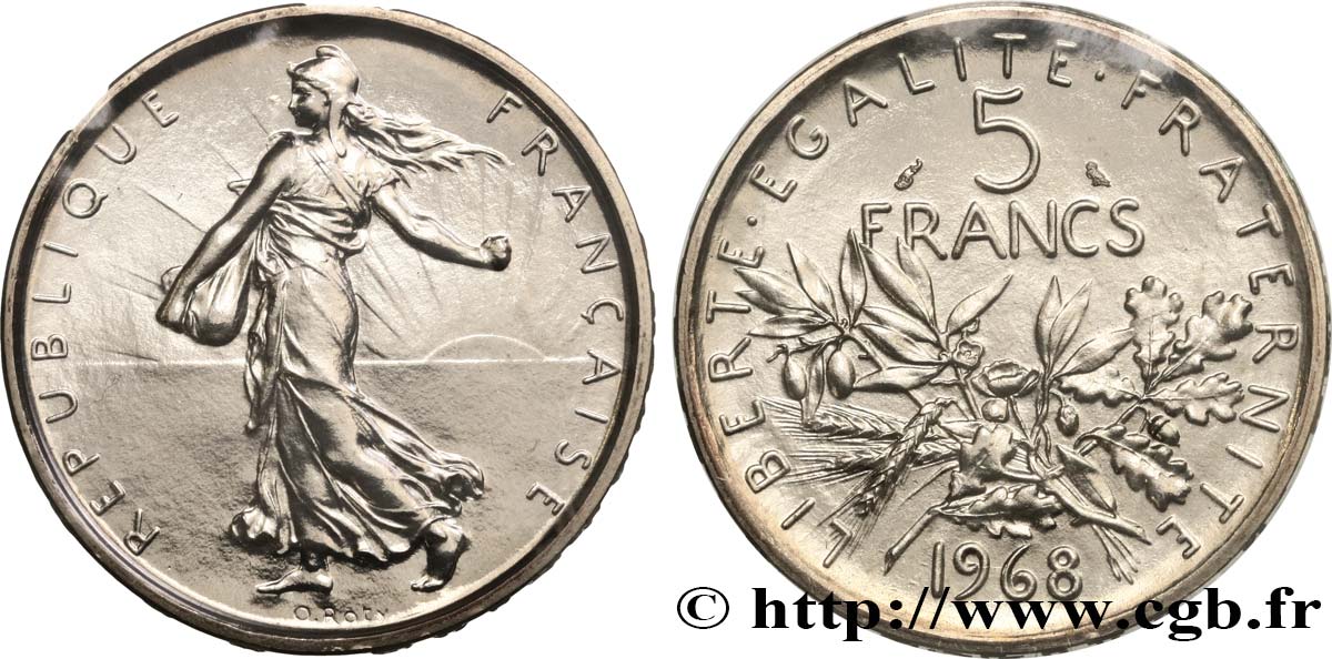 5 francs Semeuse, argent 1968 Paris F.340/12 MS 