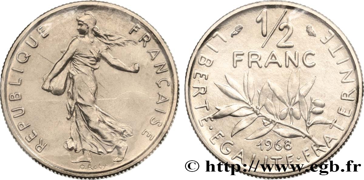 1/2 franc Semeuse 1968 Paris F.198/7 MS 