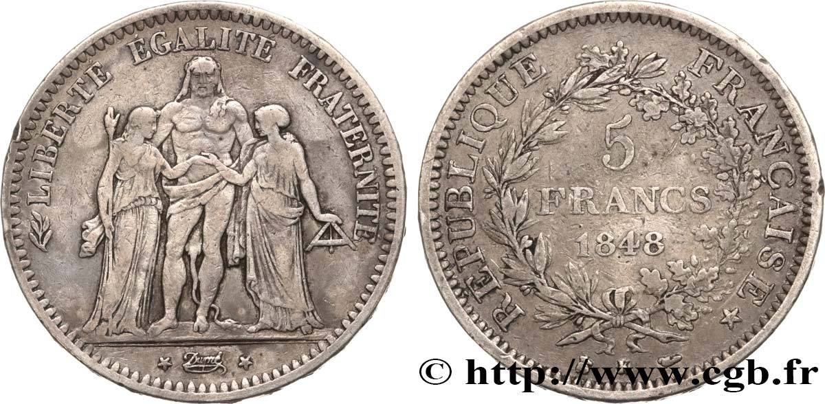 5 francs Hercule, IIe République 1848 Bordeaux F.326/4 MB38 