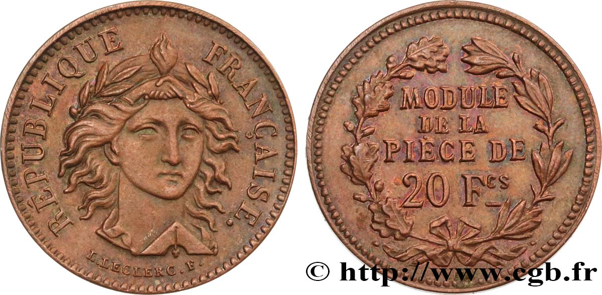 Concours de 20 francs, essai de Leclerc, deuxième concours 1848 VG.3052 SUP