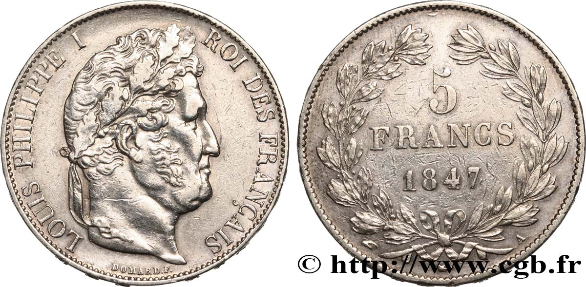 5 francs IIIe type Domard 1847 Paris F.325/14 SS