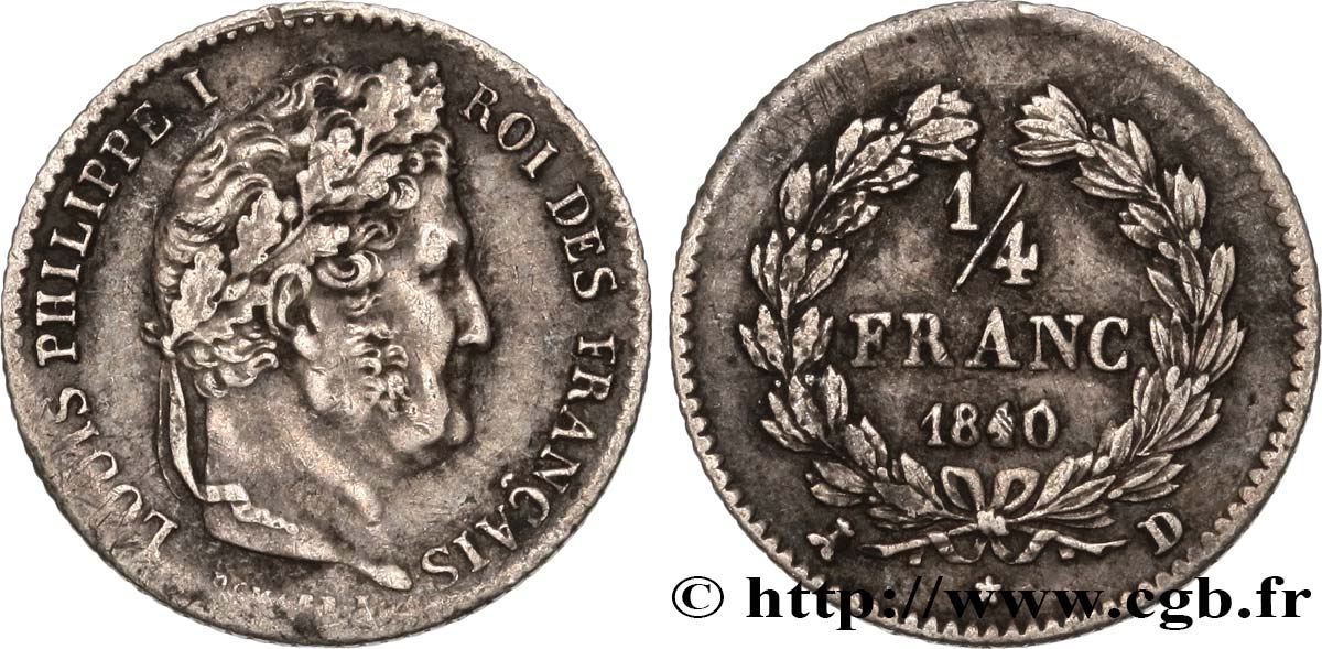 1/4 franc Louis-Philippe 1840 Lyon F.166/82 TB35 