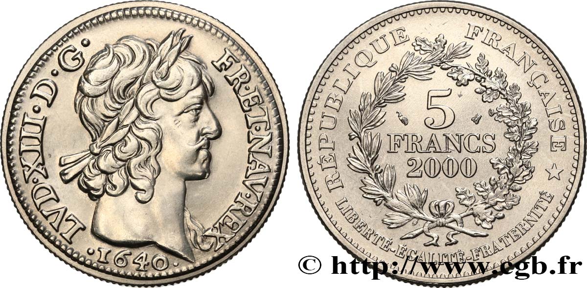 5 francs Louis d’or de Louis XIII 2000 Paris F.352/1 FDC