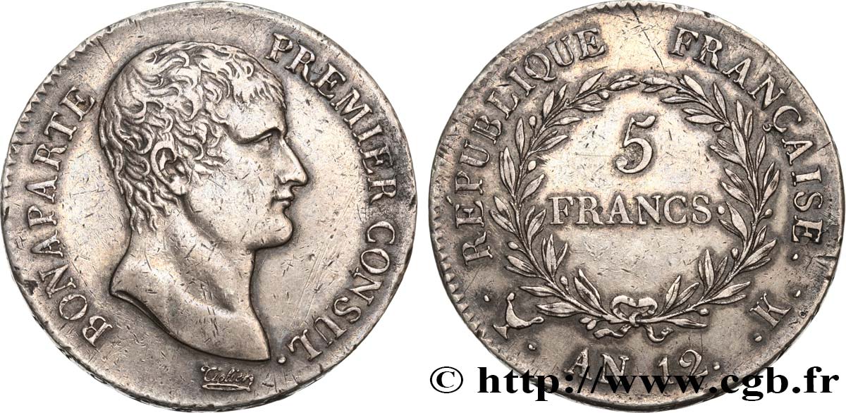 5 francs Bonaparte Premier Consul 1804 Bordeaux F.301/17 TTB48 