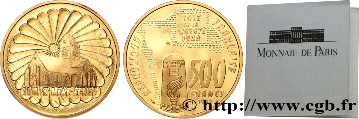 Belle Épreuve Or 500 francs - Sainte-Mère-Eglise 1994 Paris F.1826 1 MS 