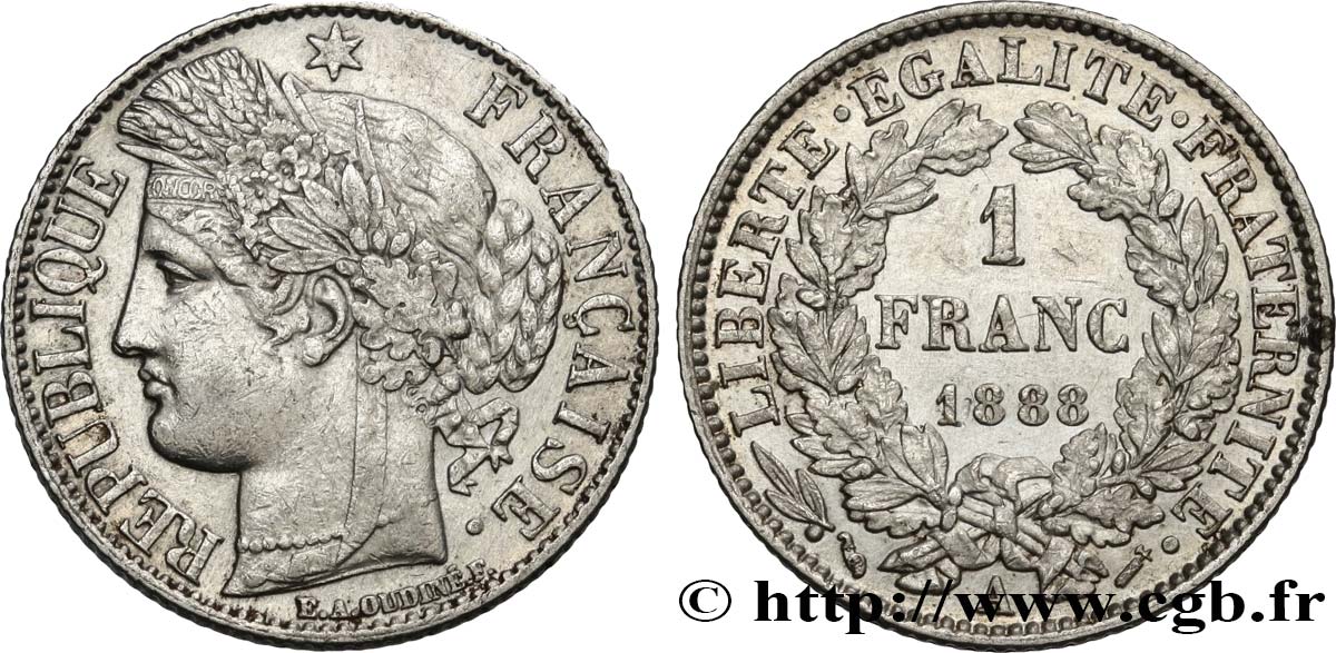 1 franc Cérès, IIIe République 1888 Paris F.216/10 TTB+