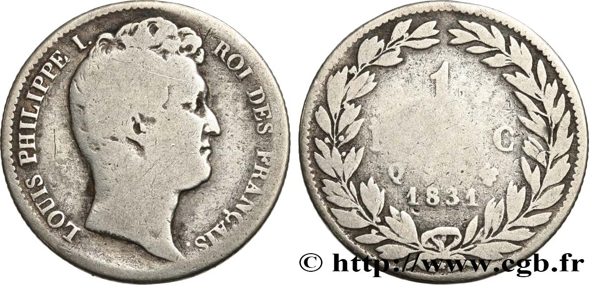 1 franc Louis-Philippe, tête nue 1831 Perpignan F.209/10 G6 