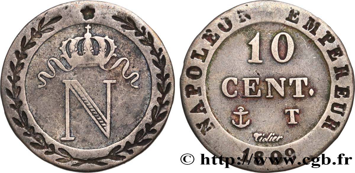 10 cent. à l N couronnée 1809 Nantes F.130/18 TTB42 