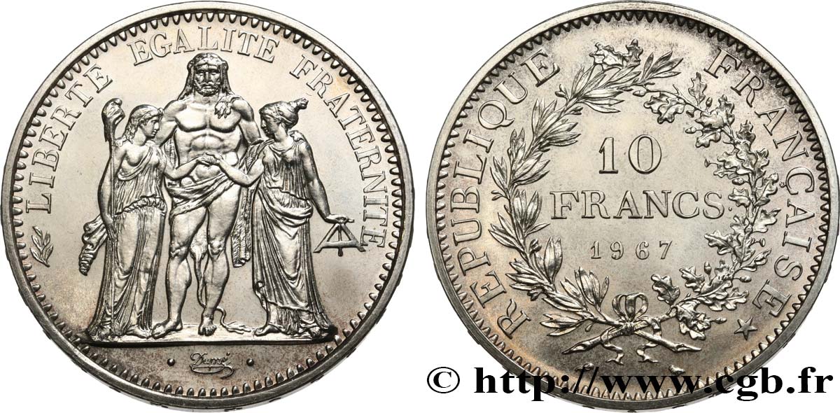 10 francs Hercule, accent sur le E de REPUBLIQUE 1967  F.364/6 FDC65 
