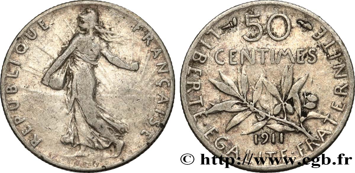 50 centimes Semeuse 1911 Paris F.190/18 S25