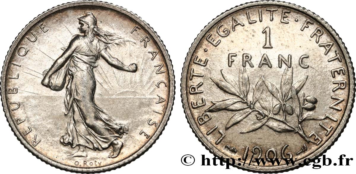 1 franc Semeuse 1906 Paris F.217/11 AU55 
