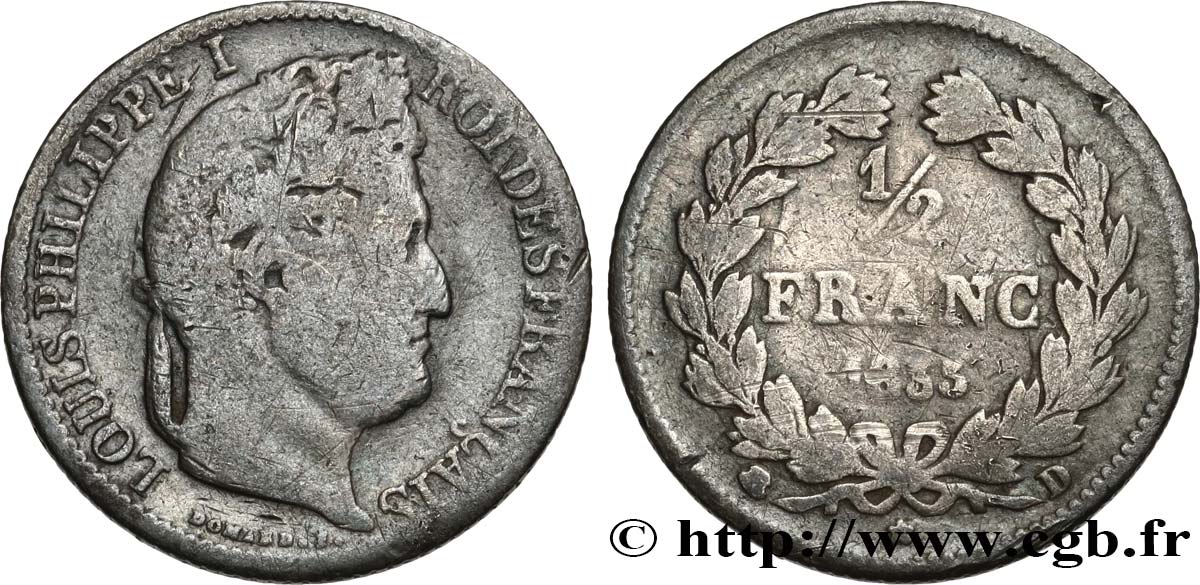 1/2 franc Louis-Philippe 1833 Lyon F.182/31 VG8 