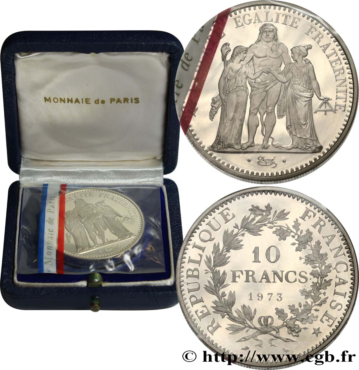 Piéfort argent de 10 francs Hercule 1973 Pessac F.364/12P MS 