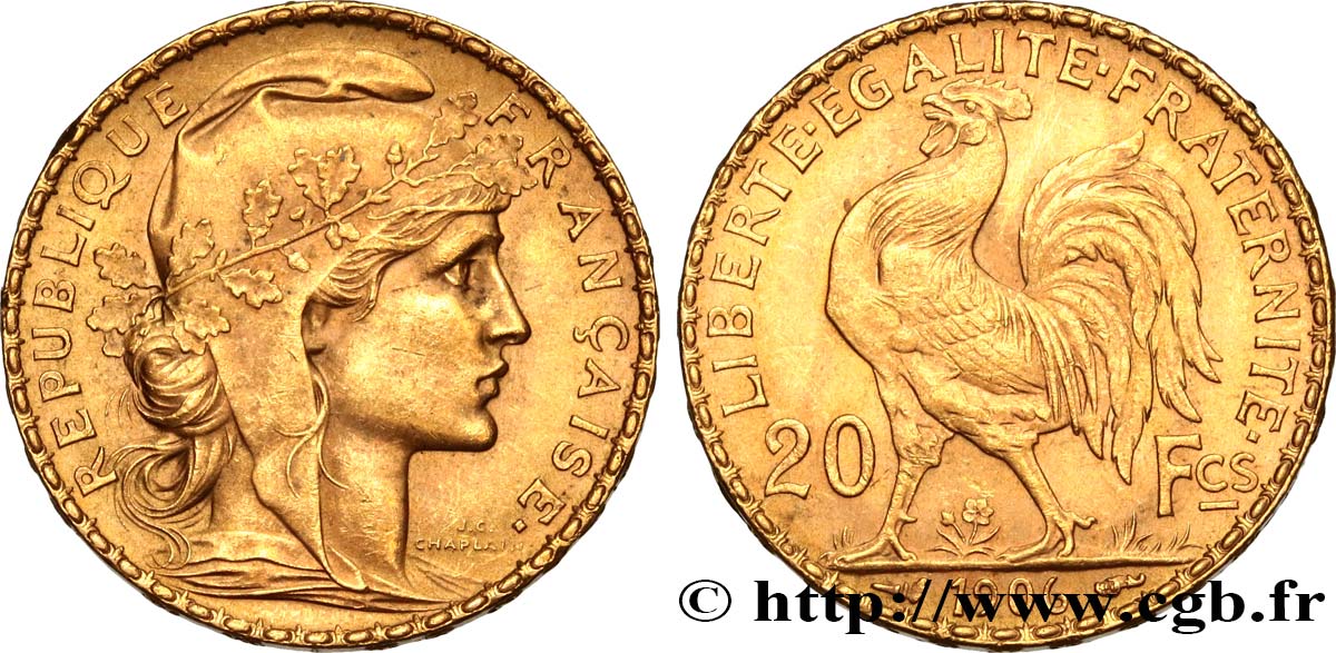 20 francs or Coq, Dieu protège la France 1906 Paris F.534/11 VZ