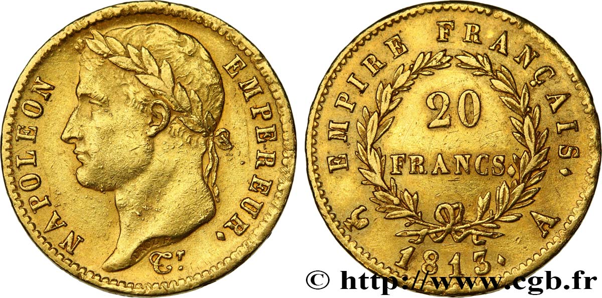 20 francs or Napoléon tête laurée, Empire français 1813 Paris F.516/30 TTB52 