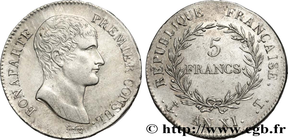 5 francs Bonaparte Premier Consul 1803 Nantes F.301/8 fVZ 