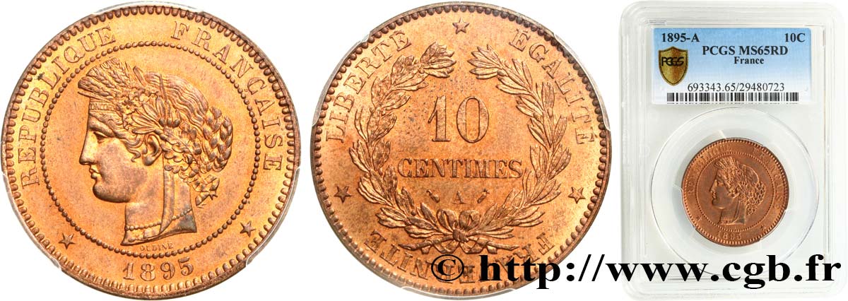10 centimes Cérès 1895 Paris F.135/40 ST65 PCGS