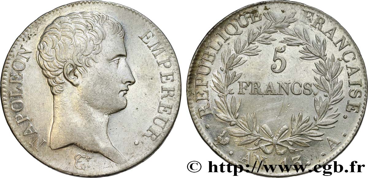 5 francs Napoléon Empereur, Calendrier révolutionnaire 1805 Paris F.303/2 AU 
