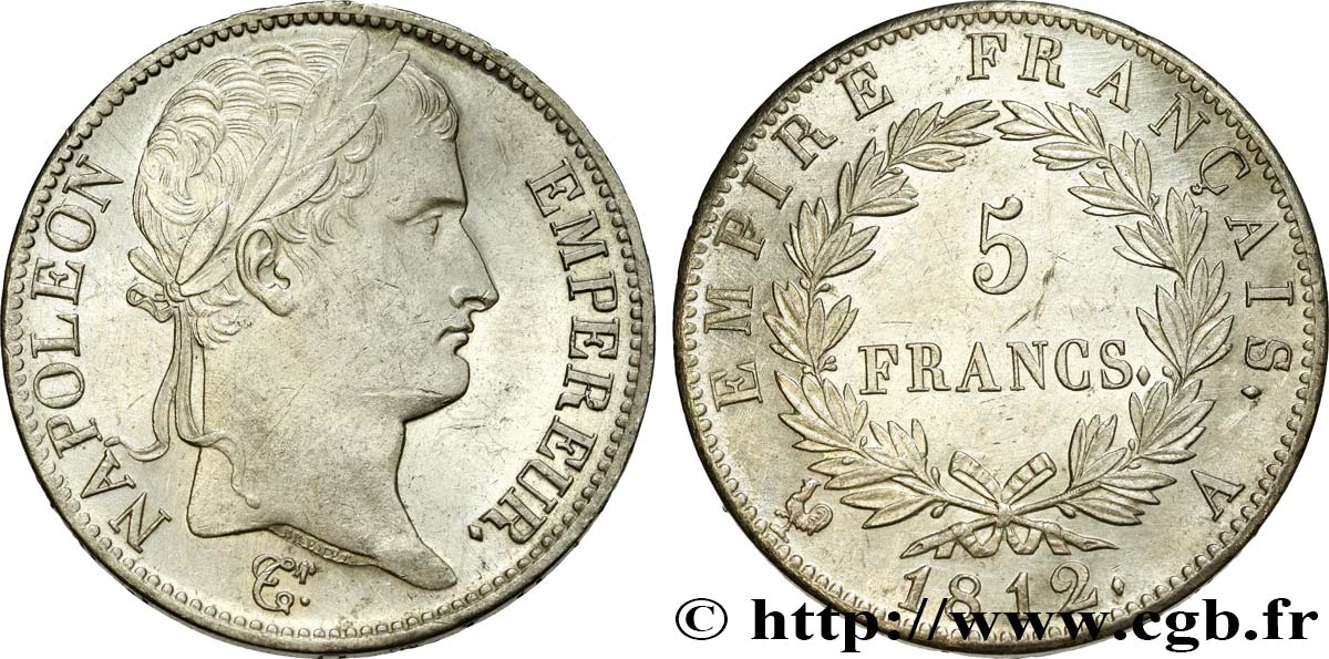 5 francs Napoléon Empereur, Empire français 1812 Paris F.307/41 SUP 