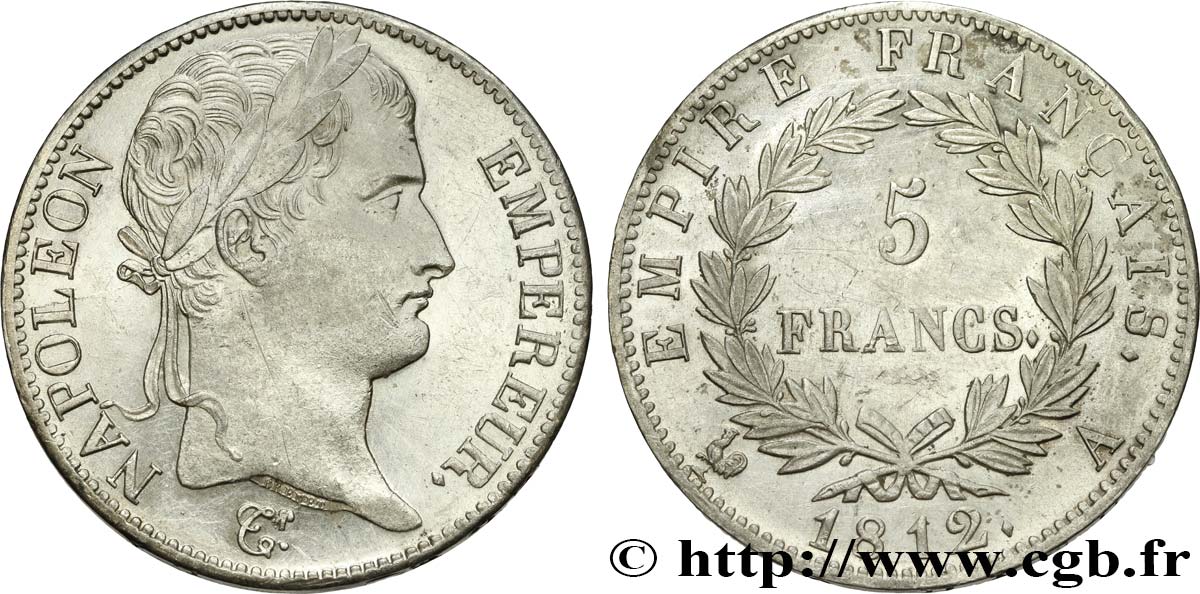 5 francs Napoléon Empereur, Empire français 1812 Paris F.307/41 SUP 