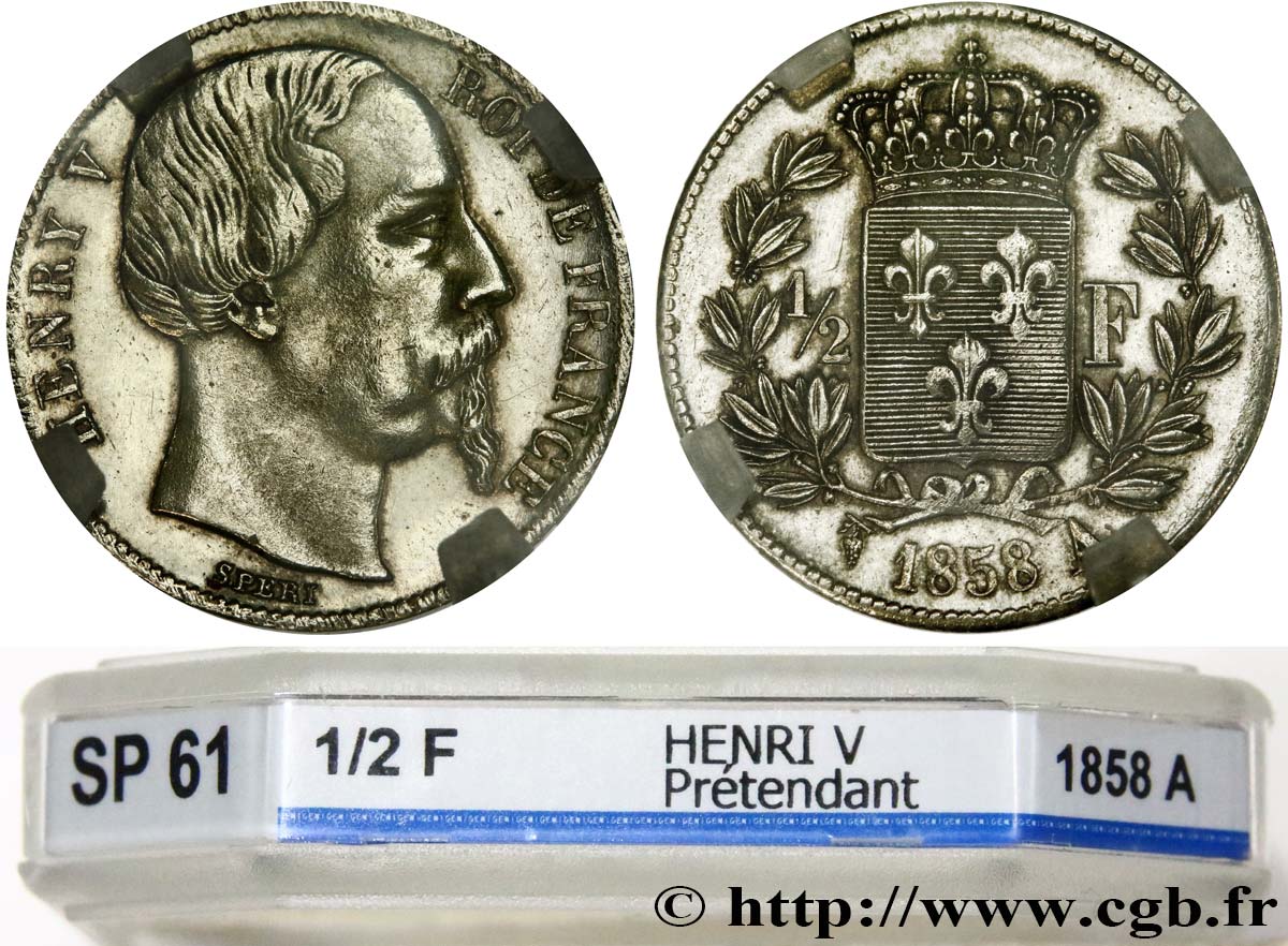 1/2 franc 1858 Paris VG.2730  MS61 GENI