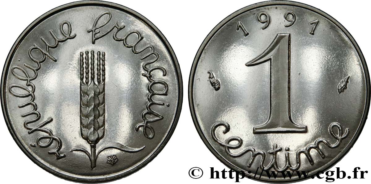1 centime Épi, BE (Belle Épreuve), frappe monnaie 1991 Pessac F.106/48 var. ST 