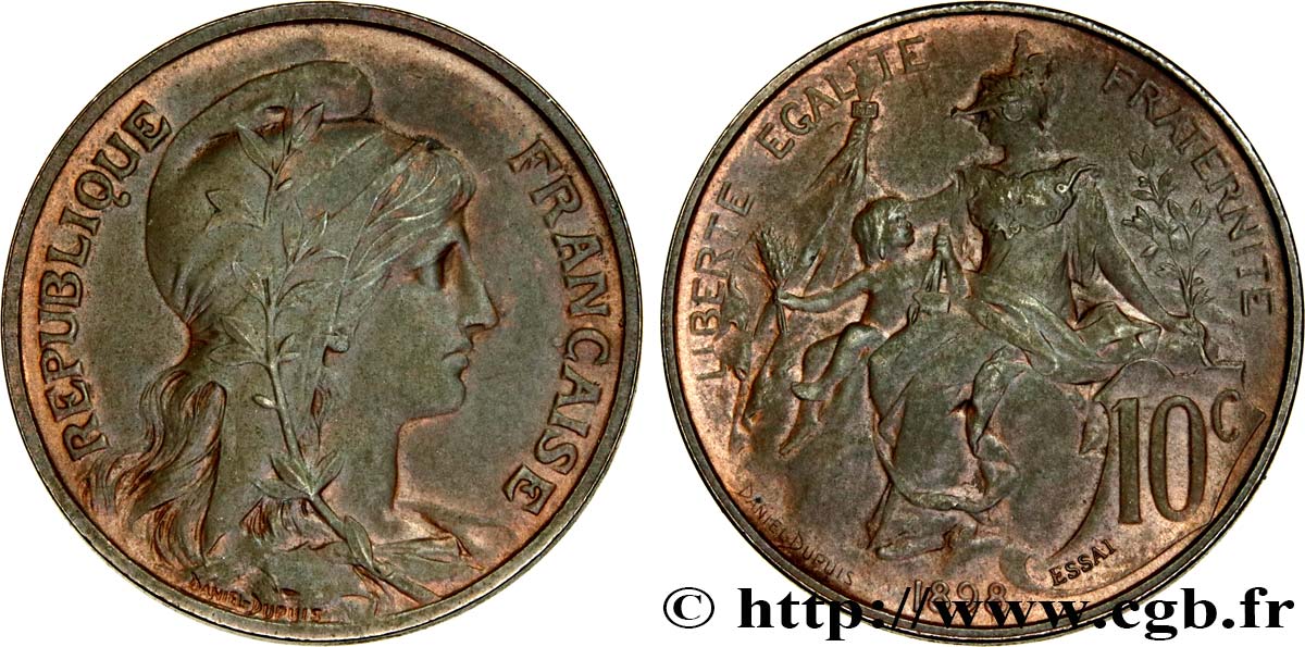 Essai de 10 centimes Daniel-Dupuis 1898  F.136/2 MS62 