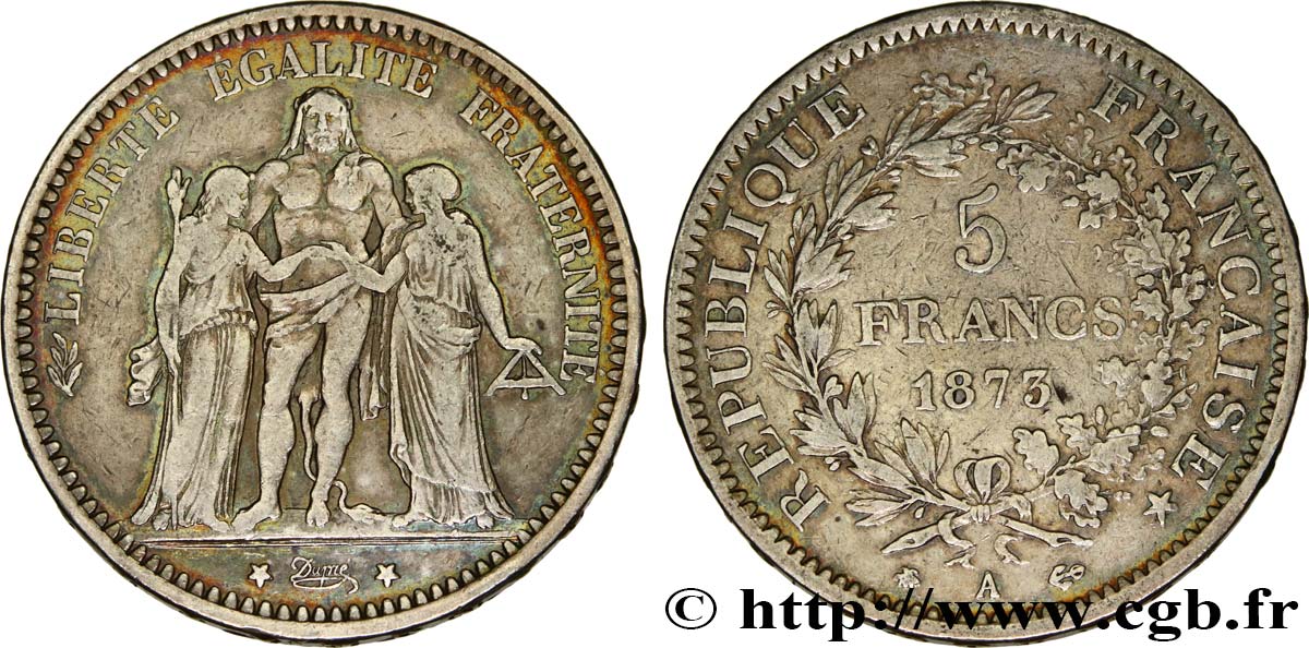 5 francs Hercule 1873 Paris F.334/9 TB