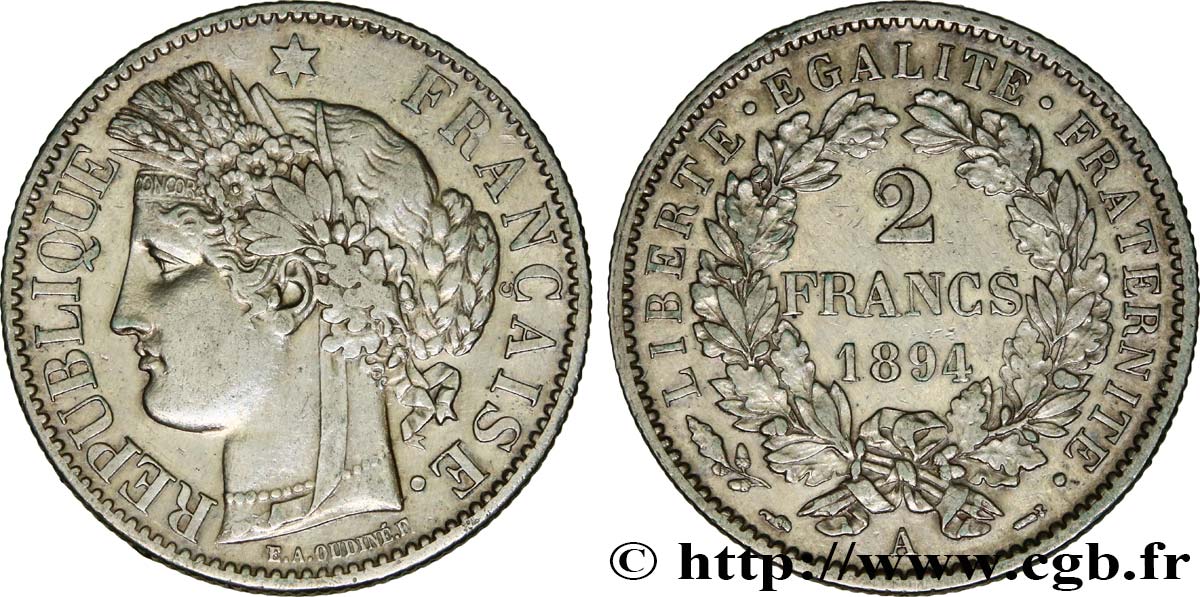 2 francs Cérès, avec légende 1894 Paris F.265/16 TTB